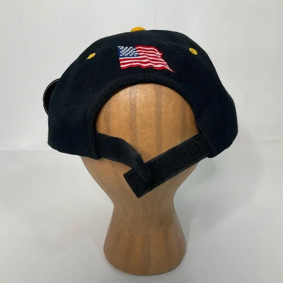 USA Men’s Embroidered American Flag Eagle Black Adjustable Closure Baseball Cap - Picture 9 of 14